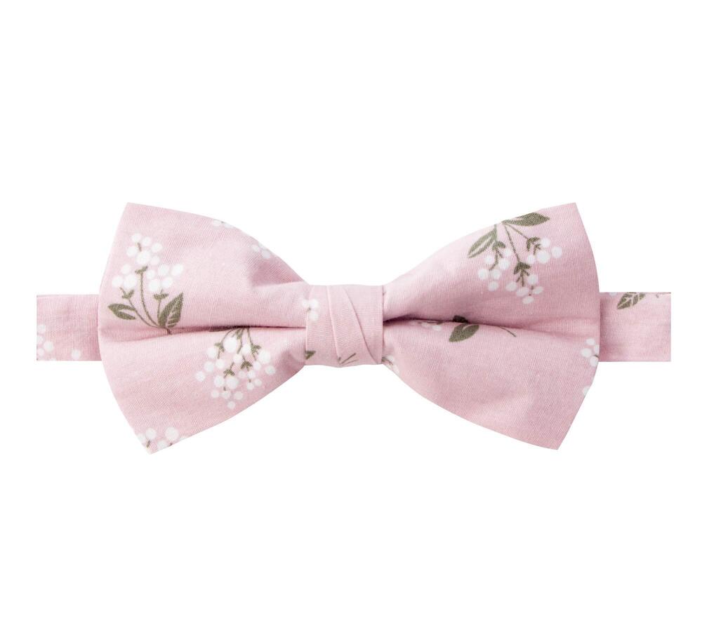 8557 Cotton Floral Print Bow Tie, 13-Blush Pink